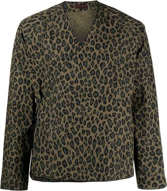 Clot leopard-print cotton-blend kimono - men - Nylon/Cotton - S - Neutrals