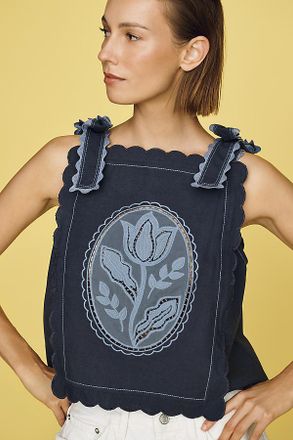 Maeve Cotton Linen Tie-Shoulder Tank Top