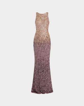 Mac Duggal Ombr&eacute; Sequin Mesh Column Gown
