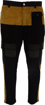 Dolce & Gabbana Black Yellow Cotton Men Mens Pants