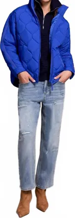 Tribal Lightweight Drop Shoulder Quilted Puffer Jacket In Lapis Blue