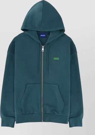 HUGO BOSS logo hooded sweatshirt zip front pockets
