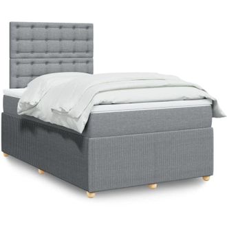 vidaXL Vidaxl - Cama Box Spring Con Colch&oacute;n Tela Gris Claro 120x200 Cm