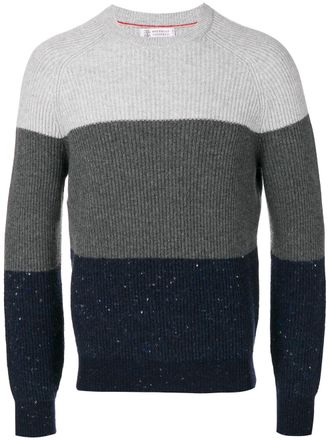 Brunello Cucinelli striped knitted sweater - Grey