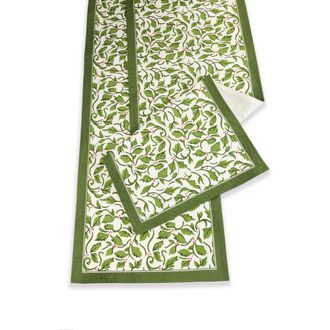 Tiramisu Print Cotton Table Runner in Green at Nordstrom Rack