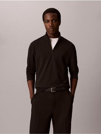 Calvin Klein Mens Tech Pique 1/4 Zip Top - Black - 2XL