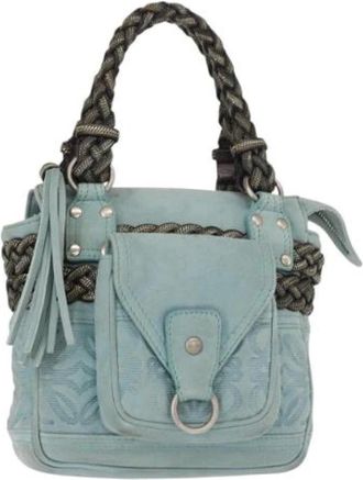 Loewe Pre-owned Handbags, female, Blue, Size: ONE SIZE Pre-owned Suede Handbag
