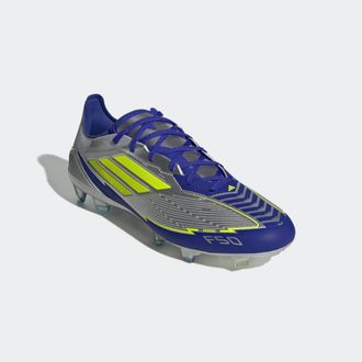 adidas Fussballschuh ADIDAS PERFORMANCE F50 PRO MESSI FG, Gr. 46, gelb (silber metallic, solar gelb, lucid blau), Synthetik, Textil, Schuhe Fussballschuh, f&uuml;