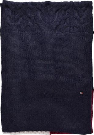 Tommy Hilfiger Cable Knit Scarf With Color-Block Design And Textured Patterns
