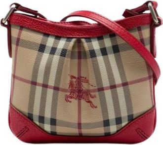 Burberry Pre-owned Canvas Shoulder Bag - Dames - Vintage Mini Tas - Beige - ONE Size - Leer - Vintage