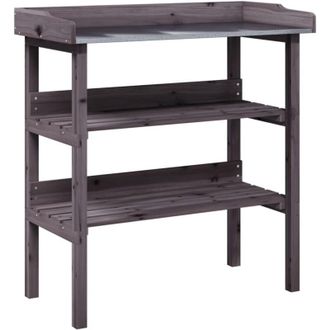 vidaXL Plant Table with Shelves Grey 78x38x82.5 cm Solid Wood Fir vidaXL
