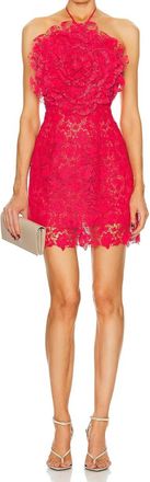 Oscar De La Renta Floral-Appliqu&eacute; Lace Mini Dress In Red