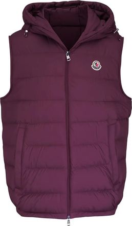 Moncler hooded logo gilet - men - Polyamide/Goose Down - L - Red