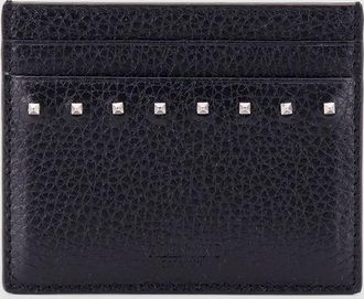 Valentino Garavani Portacarte di credito Rockstud Valentino Garavani in pelle a grana