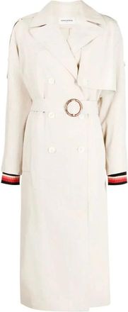 Sonia Rykiel Jassen, Dames, Wit, S, Stripe Belted Trench Coat