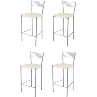 Tommychairs Tommychairs 4 Taburetes Elegance En Acero Aluminio Asiento Polipiel Gris Oscuro