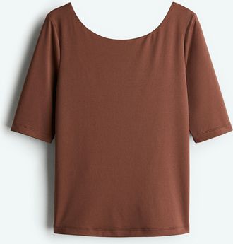 H&M Shirt mit Ballerina-Ausschnitt - Braun