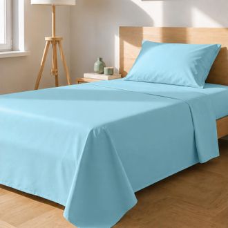 KASANOVA Completo letto 1 piazza e mezza tinta unita azzurro