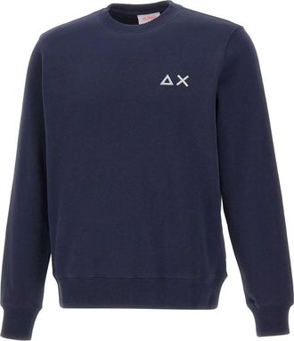 Sun 68 Cotton Crew-neck Sweatshirt - Heren - Ronde hals truien - Blauw - 2XL - Katoen - Truien & Vesten