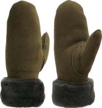 Pearlwood Lederhandschuhe PEARLWOOD FIONA, Damen, Gr. 6,5, gr&uuml;n (oliva), Schafsleder, unifarben, Handschuhe Lederhandschuhe, Velourleder, Fausthandschuh, warm g