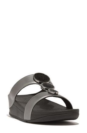 FitFlop Halo Rhinestone Pav&eacute; Wedge Sandal in Pewter Black at Nordstrom Rack, Size 10
