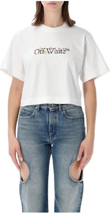 Off-white T-shirt met bloemenprint - Dames - T-shirts - Wit - XS - Katoen - Tops