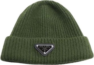 Prada Pre-owned Accessories, female, Green, Size: ONE SIZE Pre-owned Wool Hat