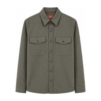 Cruna Overhemden, Heren, Groen, XL, Wol, Overshirt Osaka