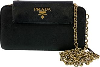 Prada Black Leather Chain/Shoulder Wallet (Pre-Owned)