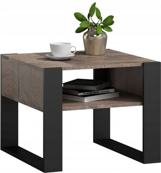 OEM Tavolino Quadrato Kaja 60x60 Rovere Coloniale/nero Per Soggiorno Tavolino Mk