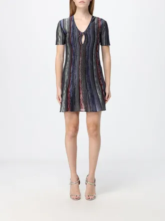 Missoni Miniabito a tubino in lurex a righe multicolor con scollo a V