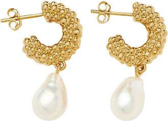 Missoma Pearl Drop 18k Gold-plated Hoop Earrings - One Size