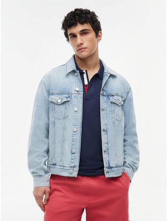 Tommy Hilfiger Mens Tommy Jeans Flag Logo Denim Jacket - Denim Light - XL