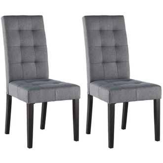 Vente-Unique Vente-unique - Lotto di 2 sedie in Tessuto grigio e Gambe legno scuro - villosa