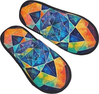 Generic House Slipper Abstract Ancient Geometric Star Galaxy Soft Hotel Slippers Lightweight Breathable Womens Slippers Bedroom Hotels L