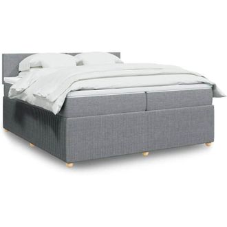 vidaXL Cama Box Spring Con Colch&oacute;n Tela Gris Claro 200x200 Cm Vidaxl