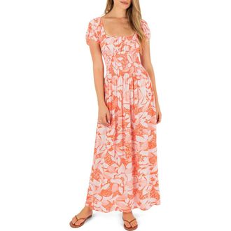 Hurley Paloma Floral Print Maxi Dress in Fruit Punch at Nordstrom, Size X-Small