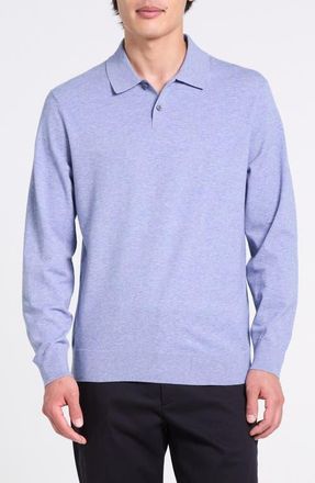 Theory Goris Long Sleeve Polo in Slate Heather - Sml at Nordstrom, Size Xx-Large