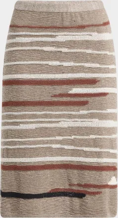 Bottega Veneta Linen-Cotton Intarsia Skirt