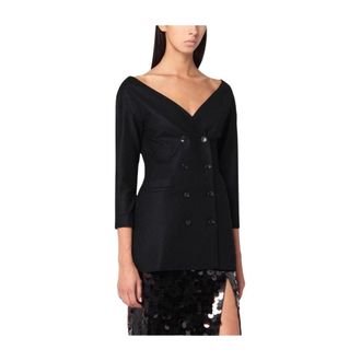 Alberta Ferretti Blazer Doppiopetto Scollo a V - - Jackets - Donna - Nero - S