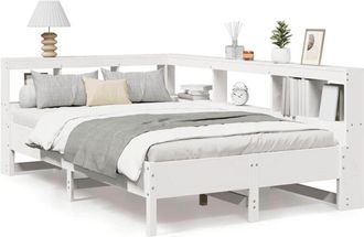 vidaXL Bookcase Bed without Mattress White 120x200 cm Solid Wood Pine vidaXL