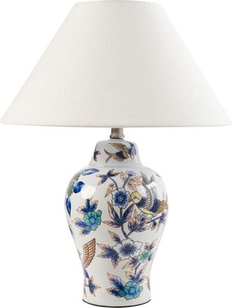 Beliani Lampada da tavolo elegante con base in porcellana bianco e blu Moraca