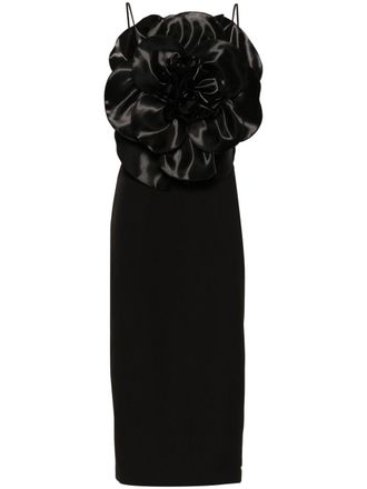Nissa floral-appliqu&eacute; dress - Black
