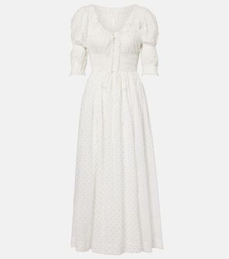 D&ocirc;en D&ocirc;en Ischia gathered polka-dot cotton midi dress