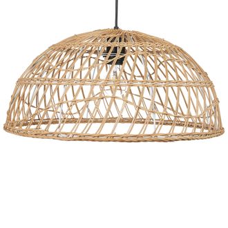 Beliani L&aacute;mpara De Techo De Rat&aacute;n Beige Natural 123 Cm Colgante Pantalla Abierta Ravine