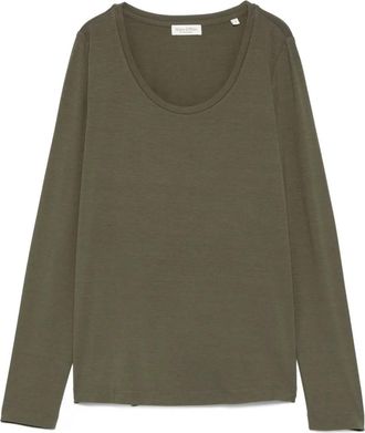 Marc O'Polo scoop-neck long-sleeve top - women - Viscose/Elastane - S - Green