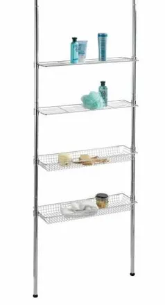 WENKO Scaffale Per Bagno, Scaffale Telescopico, Ellera, In Acciaio, 71x65-285x20 Cm, Lucido - Wenko