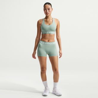 Nike Womens Nike Pro Mid-Rise 3 Biker Shorts in Green | IQ1037-006
