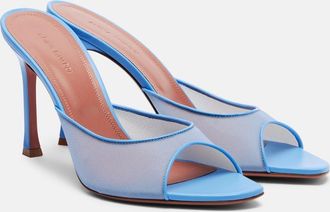 Amina Muaddi Alexa leather-trimmed mesh mules