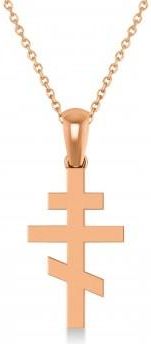 Allurez Eastern Orthodox Cross Pendant Necklace 14k Rose Gold